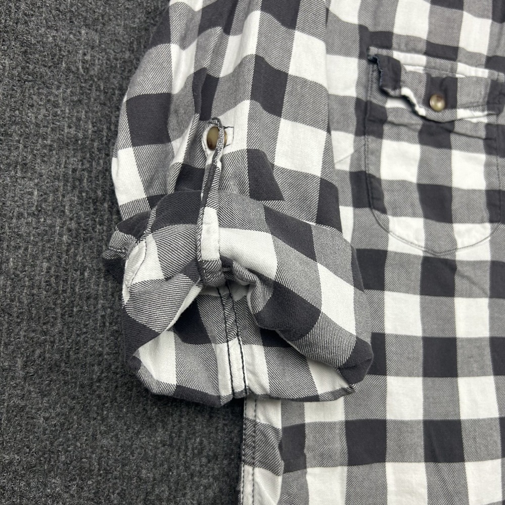 Jachs Girlfriend Medium Top Gray White Plaid Check Snap Button Down - Picture 6 of 15